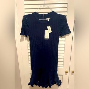 Milly Navy Tee shirt Ribbed Sweater Dress Size Medium (6/8)